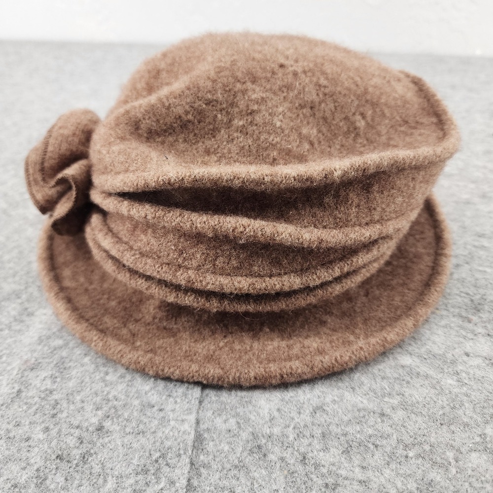 Shihreen Brown 100% Wool Rosette Cloche Hat Winter Vintage Style Womens OS - Picture 2 of 4